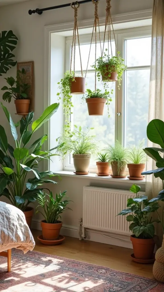 29 Small Boho Bedroom Ideas to Maximize Space in Style - 5. Indoor Plants for Natural Vibes
