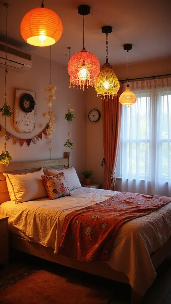 Colorful Boho Bedroom Ideas: 28 Playful Designs Bursting with Personality 8 Colorful Boho Bedroom Ideas: 28 Playful Designs Bursting with Personality - 6. Playful Lighting Fixtures