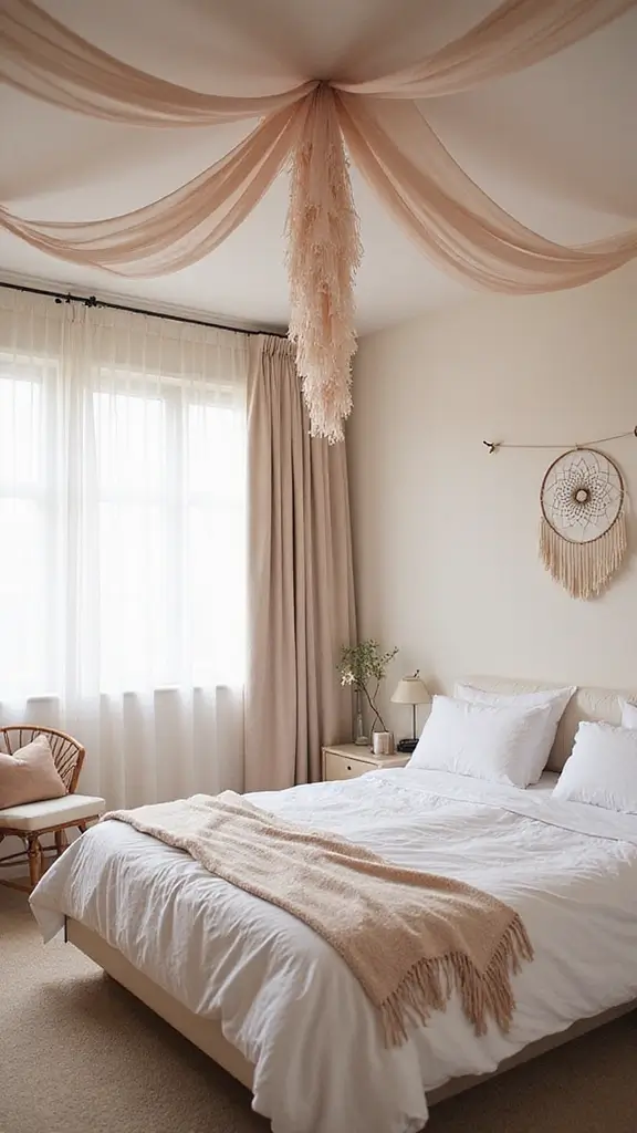 35 Modern Boho Bedroom Ideas for a Fresh, Trendy Look 19 35 Modern Boho Bedroom Ideas for a Fresh, Trendy Look - 17. Ceiling Decor