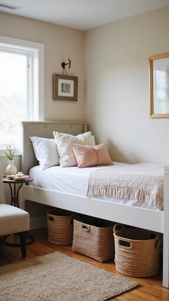 29 Small Boho Bedroom Ideas to Maximize Space in Style - 7. Under-Bed Storage Solutions