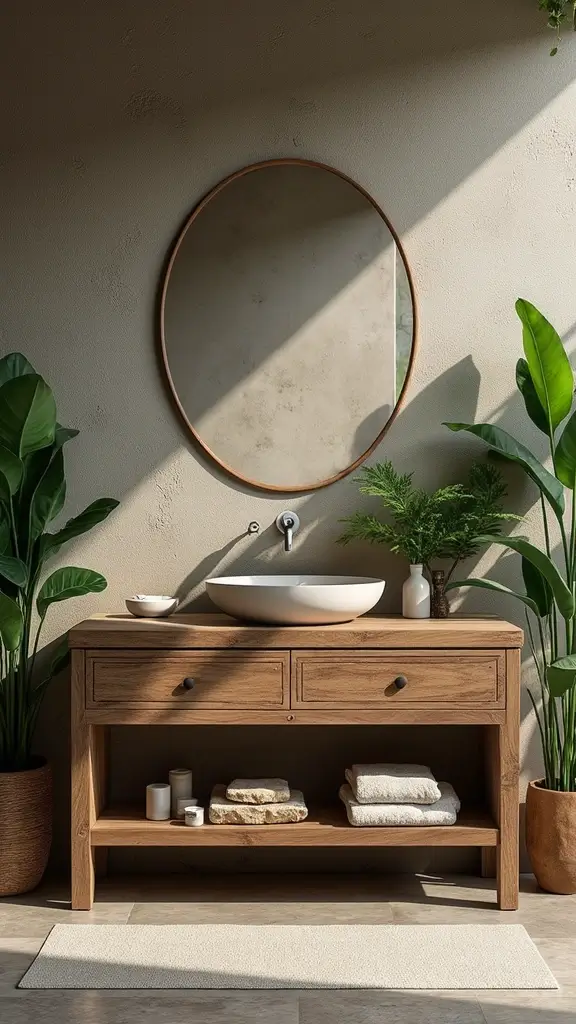 Boho Vanity Ideas Bathroom: 29 Chic and Functional Designs 2 1. Nature Inspired Wood Vanity