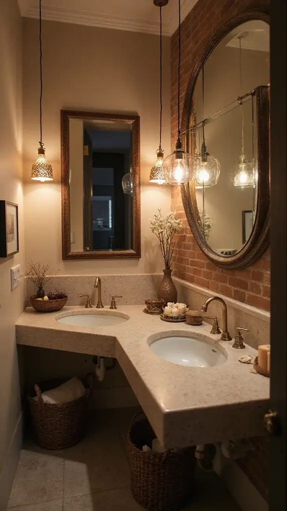Boho Vanity Ideas Bathroom: 29 Chic and Functional Designs 19 18. Layered Lighting