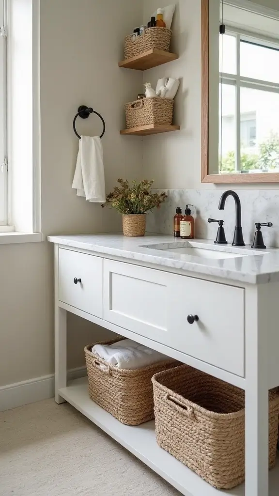 Boho Vanity Ideas Bathroom: 29 Chic and Functional Designs 26 25. Clever Storage Solutions