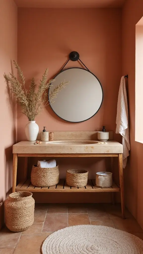 Boho Vanity Ideas Bathroom: 29 Chic and Functional Designs 7 6. Terracotta and Earthy Elements