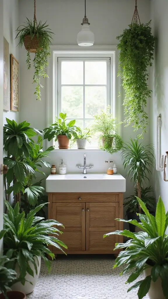 Boho Vanity Ideas Bathroom: 29 Chic and Functional Designs 9 8. Indoor Plants Galore
