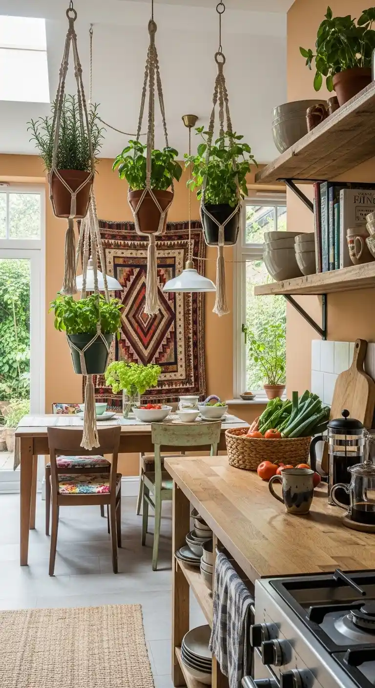 19 Stunning Boho Kitchen DIY Ideas to Transform Your Space 15 13. Macramé Plant Hangers for Herbs