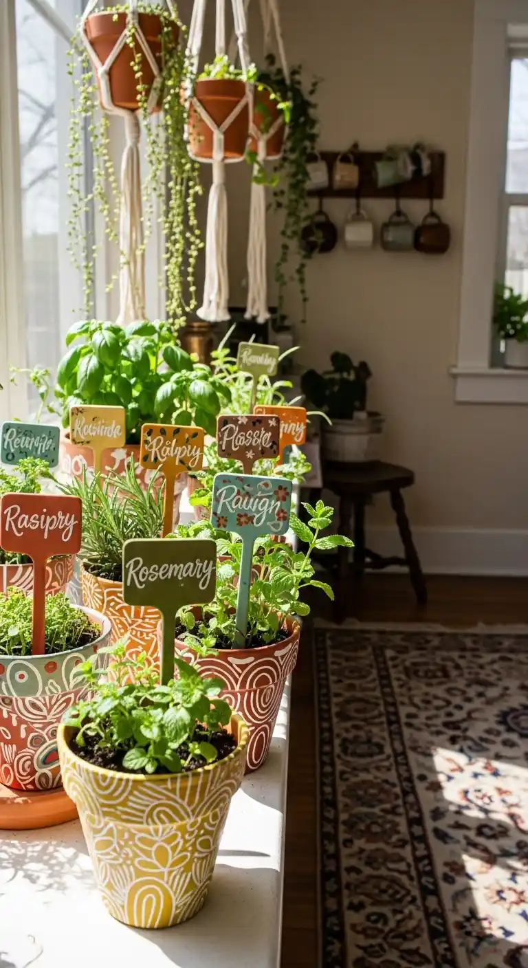 19 Stunning Boho Kitchen DIY Ideas to Transform Your Space 18 16. Painted Terra Cotta Herb Markers