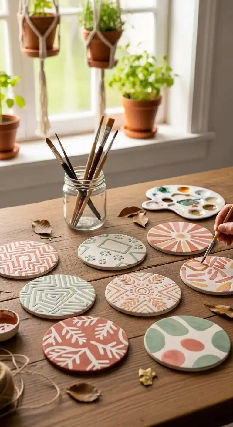 19 Stunning Boho Kitchen DIY Ideas to Transform Your Space 19 17. DIY Ceramic Coasters with Patterns