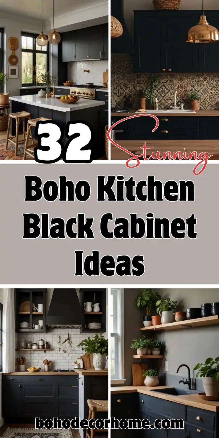 35 Boho Kitchen Black Cabinet Ideas to Elevate Your Space 2 Boho Kitchen Black Cabinet