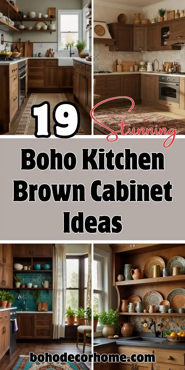 19 Boho Kitchen Brown Cabinet Designs to Inspire Your Next Remodel 2 Boho Kitchen Brown Cabinet