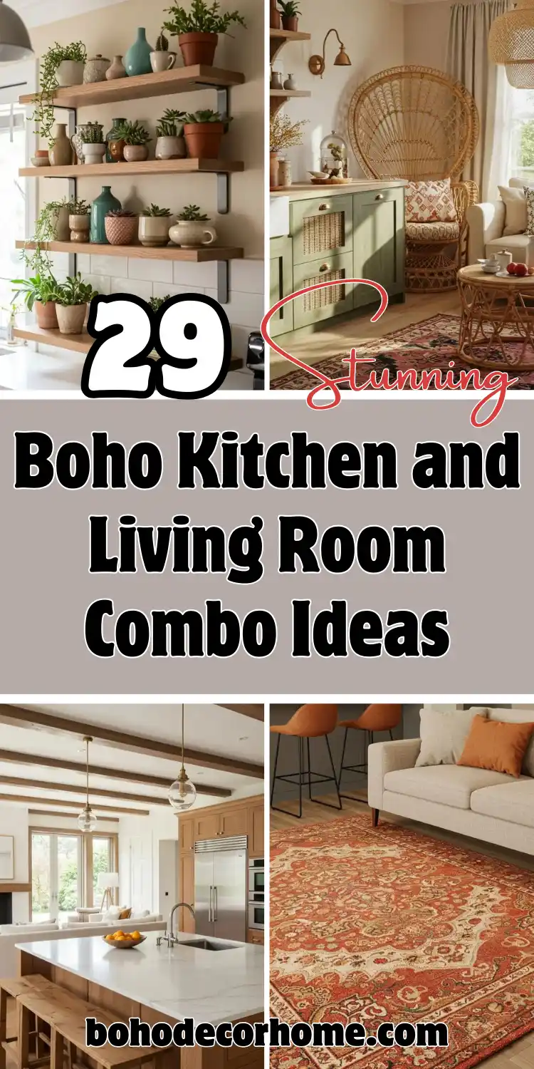 29 Boho Kitchen and Living Room Combo Ideas for Cozy Living 2 Boho Kitchen and Living Room Combo