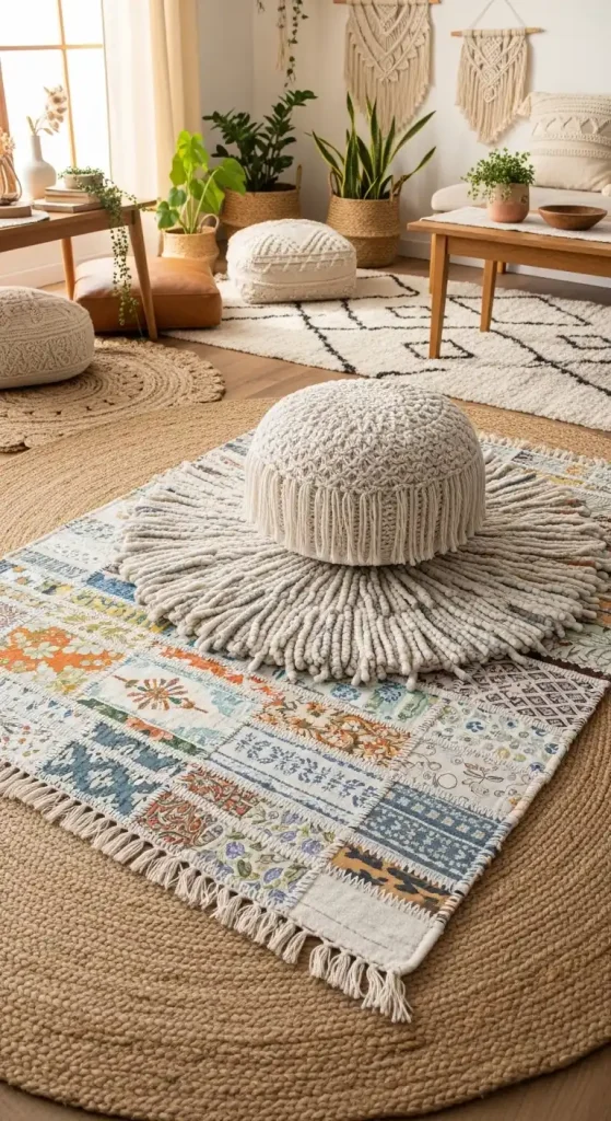 21 Creative Boho Living Room DIY Projects to Personalize Your Space 5 Layered DIY Rugs