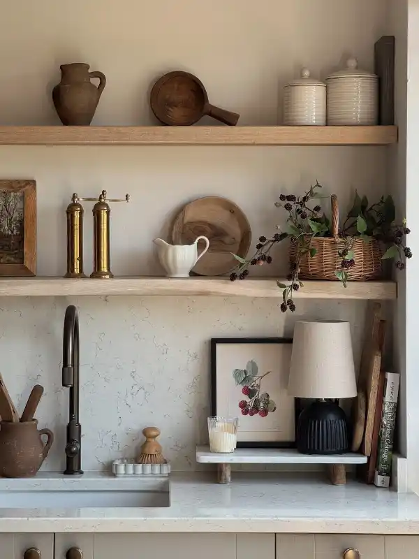 27 Creative Boho Kitchen Apartment Small Space Ideas to Maximize Style 2 1. Floating Shelves That Turn Everyday Tools Into Decor