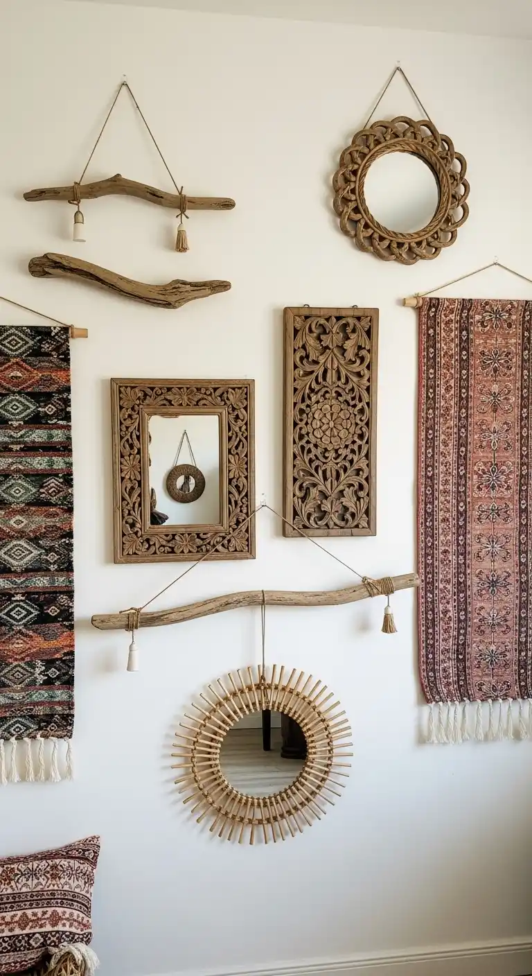 Boho Wall Decor Ideas to Warm Up Your Home: 21 Creative Styles You’ll Love 14 10. Driftwood and Natural Wood Sculptural Pieces