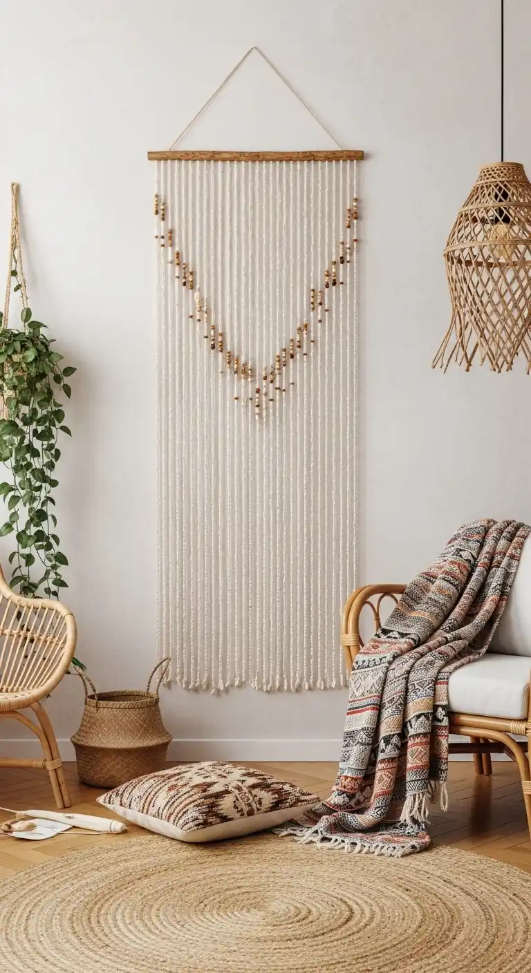 Boho Wall Decor Ideas to Warm Up Your Home: 21 Creative Styles You’ll Love 16 12. Beaded Curtains as Wall Art