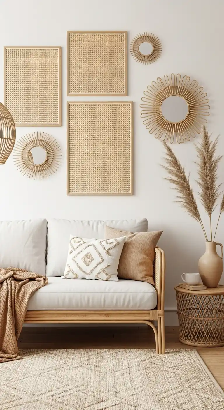 Boho Wall Decor Ideas to Warm Up Your Home: 21 Creative Styles You’ll Love 17 13. Rattan or Bamboo Wall Panels