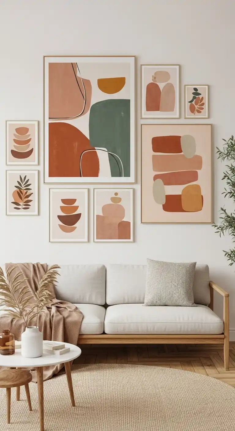 Boho Wall Decor Ideas to Warm Up Your Home: 21 Creative Styles You’ll Love 18 14. Abstract Boho Paintings with Earthy Tones