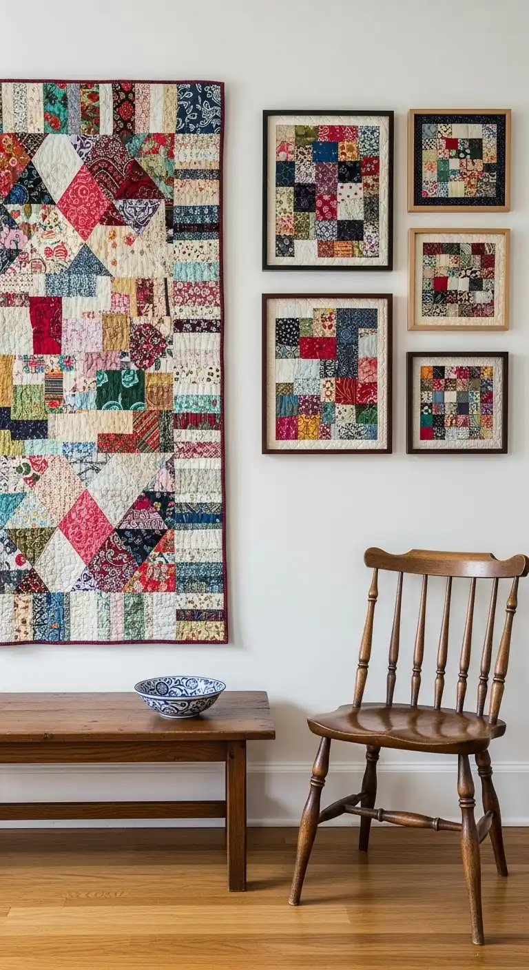 Boho Wall Decor Ideas to Warm Up Your Home: 21 Creative Styles You’ll Love 21 17. Fabric Collages and Quilted Wall Pieces