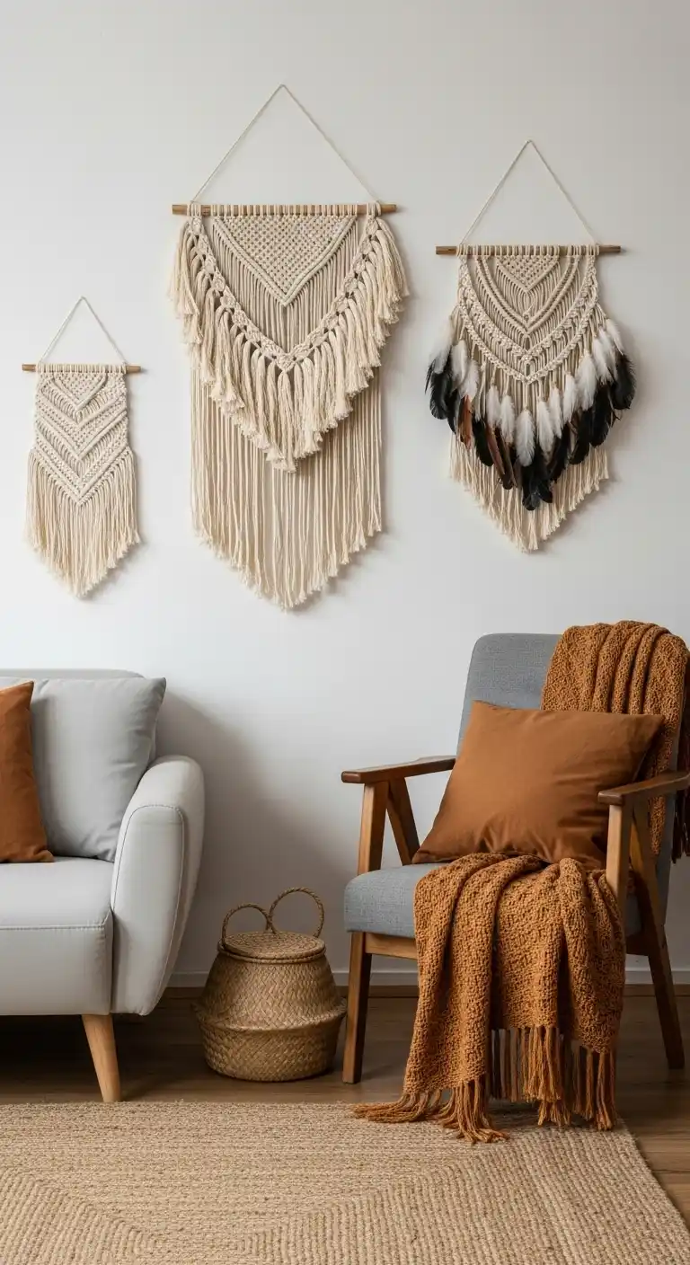 Boho Wall Decor Ideas to Warm Up Your Home: 21 Creative Styles You’ll Love 23 19. Fringe or Feather Wall Hangings
