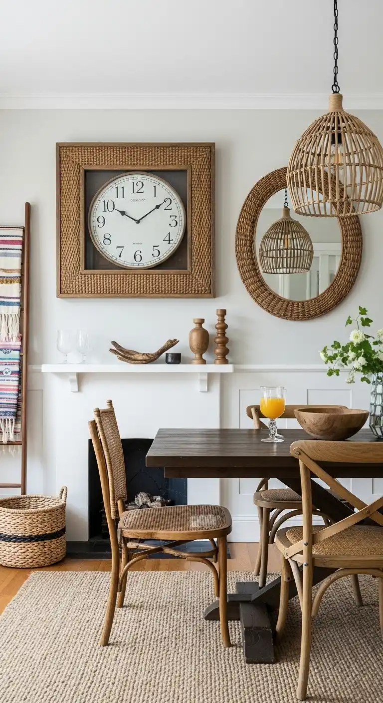 Boho Wall Decor Ideas to Warm Up Your Home: 21 Creative Styles You’ll Love 24 20. Statement Clocks with Rustic Boho Frames