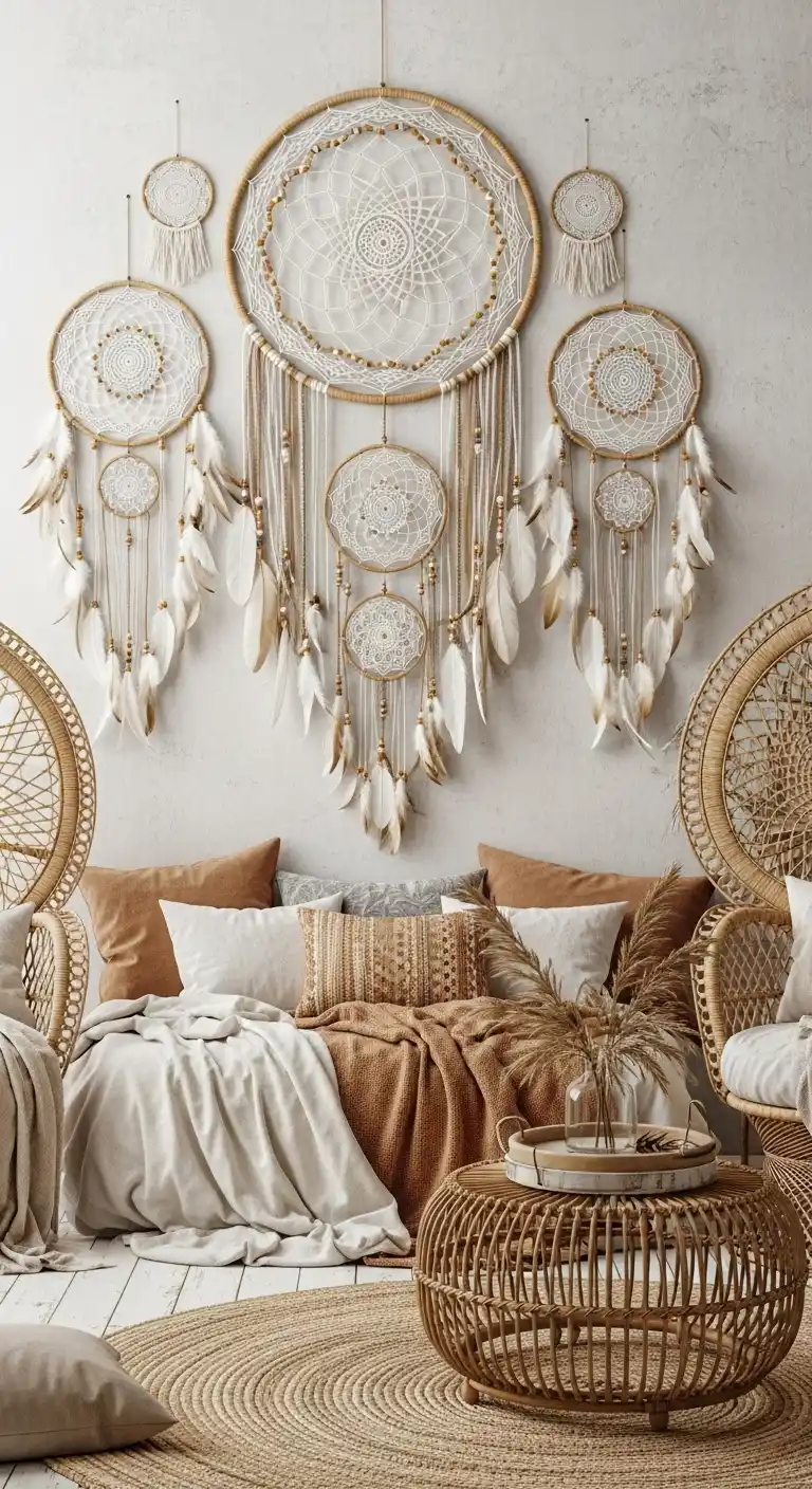 Boho Wall Decor Ideas to Warm Up Your Home: 21 Creative Styles You’ll Love 13 9. Statement Dreamcatchers in Oversized Designs
