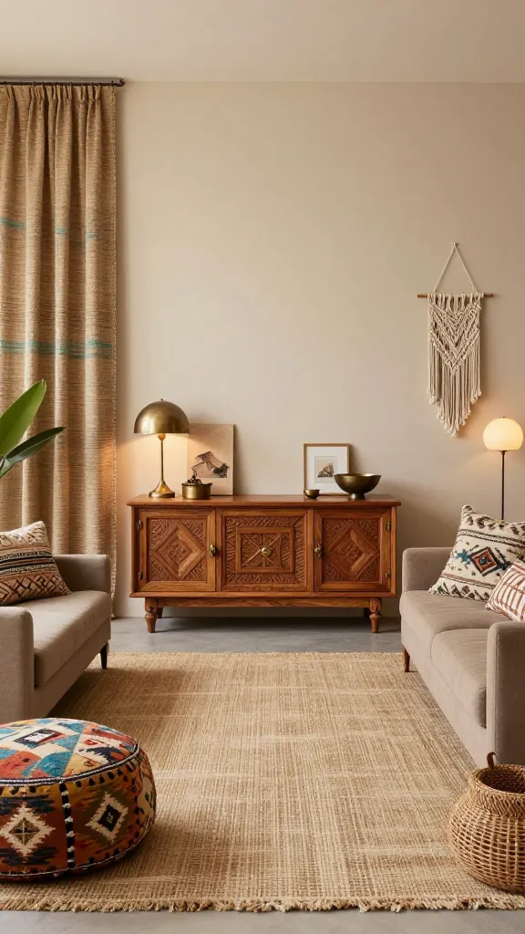 10 Easy Boho Living Room Ideas for Complete Beginners 11 10. Global Bazaar Boho Living Room